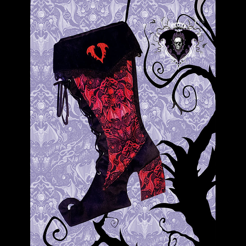 Gothic Christmas Stocking - Bloodbath Red - Click Image to Close